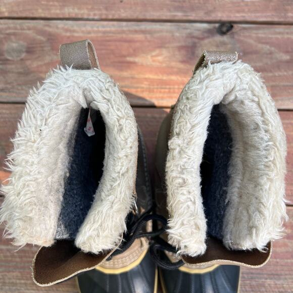 Vintage Sorel Manitou Duck Boots 7 Tan Black Wool Lined Canada Winter Snow Boots - Picture 7 of 16